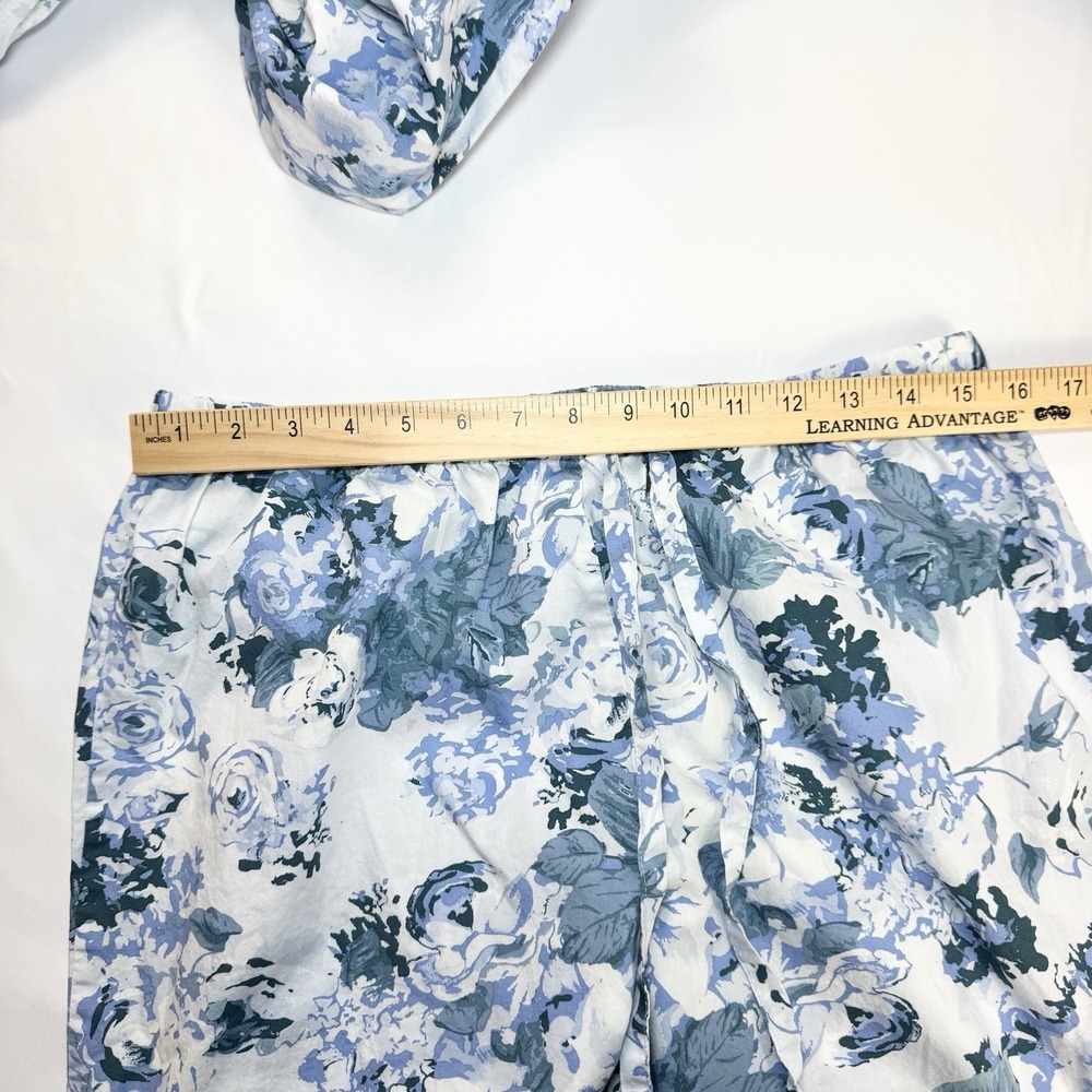 Haven Well Within Pajama Set Womens Medium Organic Cotton Poplin Blue Floral - Picture 12 of 12